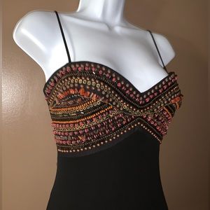 BCBG Max Azria long black beaded gown dress size small prom formal NWOT